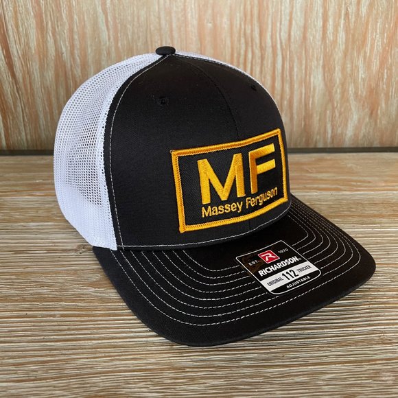 Massey Ferguson Vintage Patch Hat - Black & White Richardson 112 Trucker Cap - Picture 4 of 7